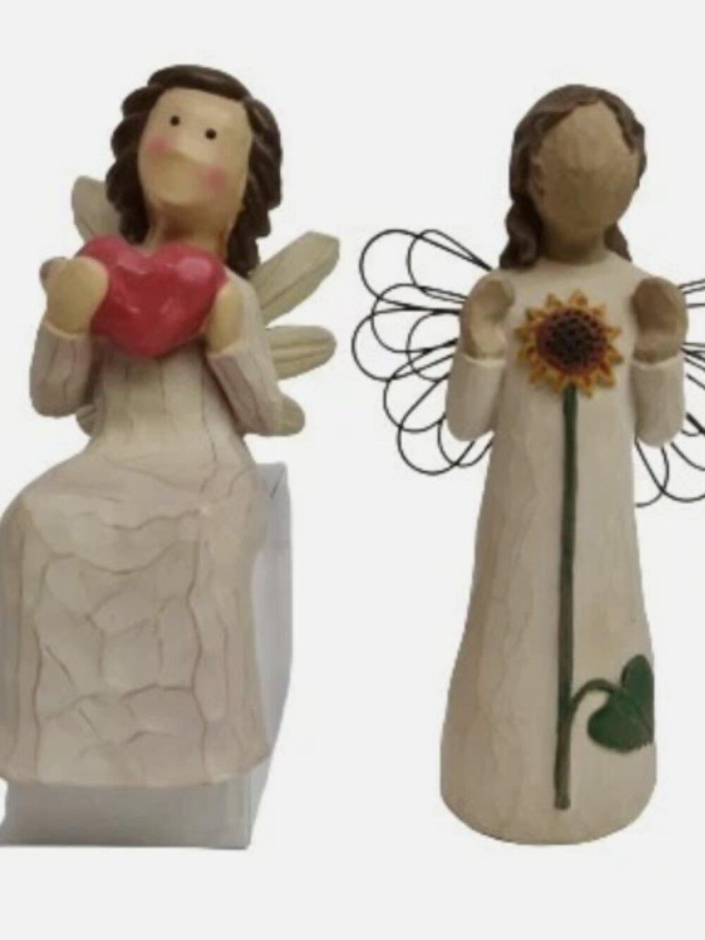 Two Ceramic Angels - One Sitting, One Standing, Willow Tree Collectables